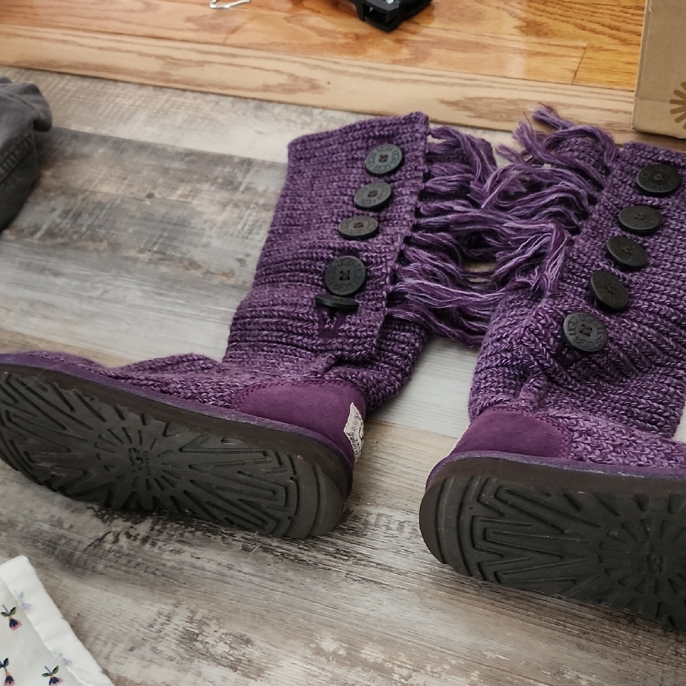 UGG Blackberry Wine Fringe Cardy Boots